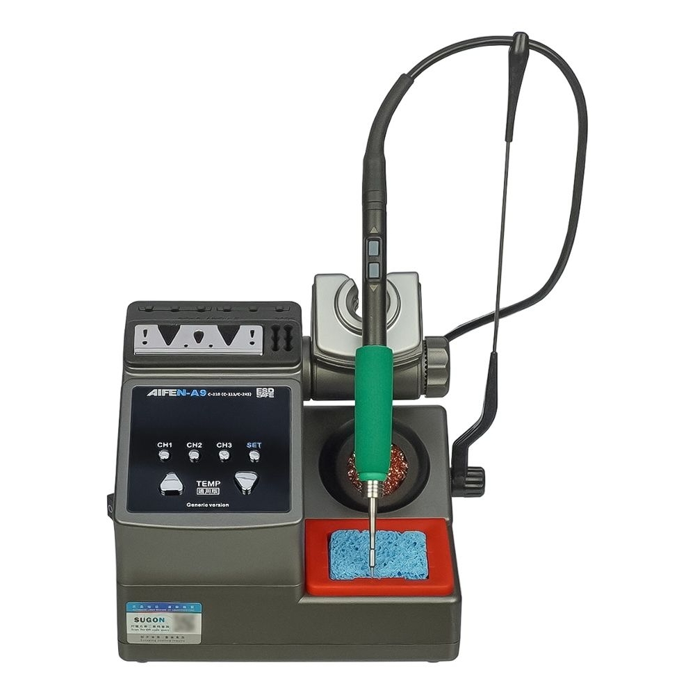 Паяльная станция прецизионная Aifen A9-210T, ручка с pегулировкой температуры, паяльник стандарта JBC 210, 3 канала памяти, 120 Вт, 100 - 450 C