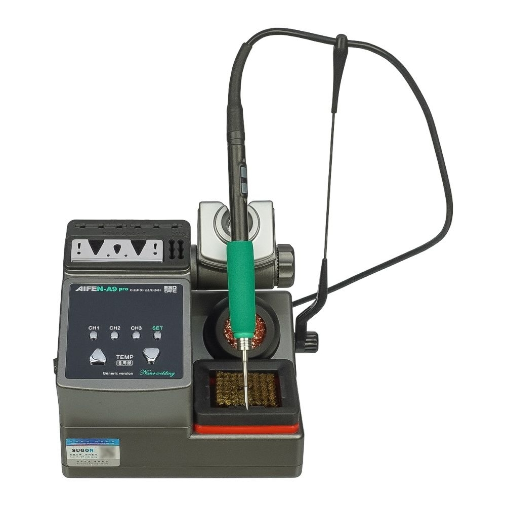 Паяльная станция прецизионная Aifen A9-210T Pro, ручка с pегулировкой температуры, паяльник стандарта JBC 210, 3 канала памяти, 120 Вт, 100 - 450 C