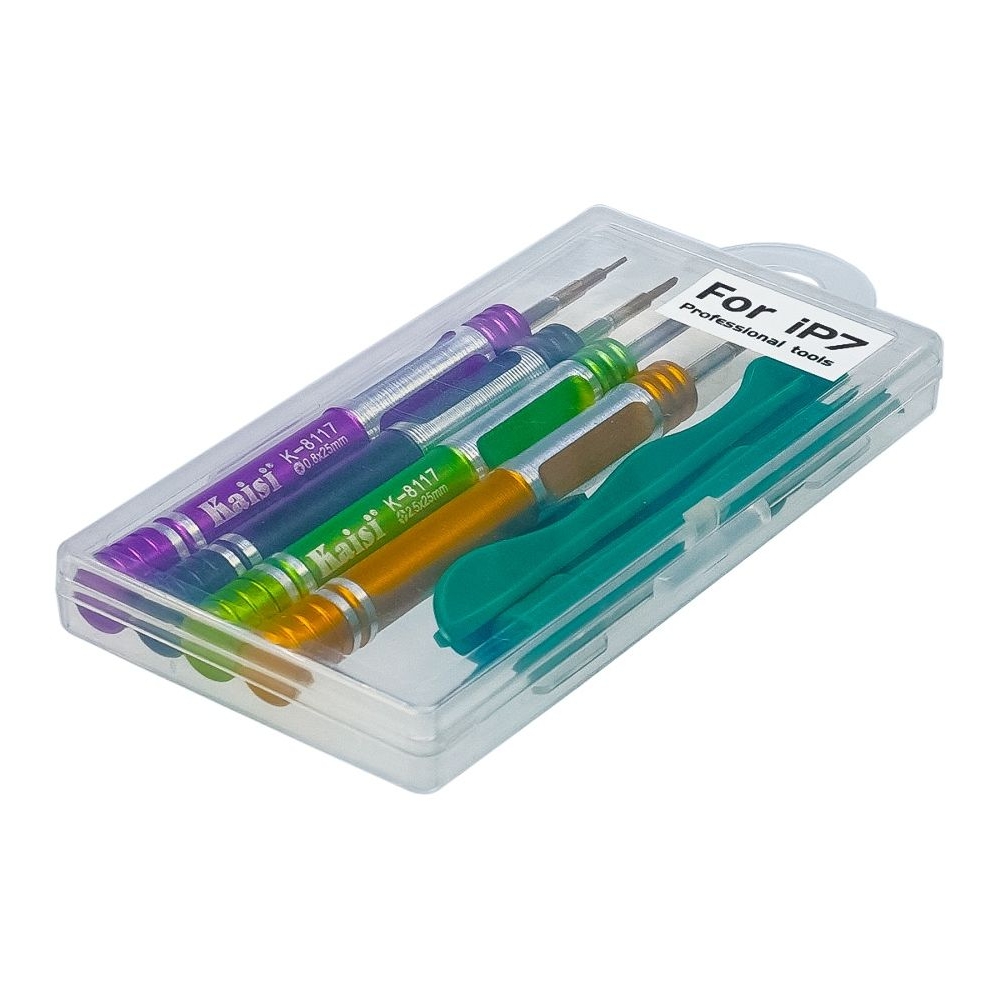 Набор инструментов Kaisi K-8117 (отвёртки: Y0.6, +1.2, пенталоб 0.8, Pinhead +2.5, две лопатки, медиатор)
