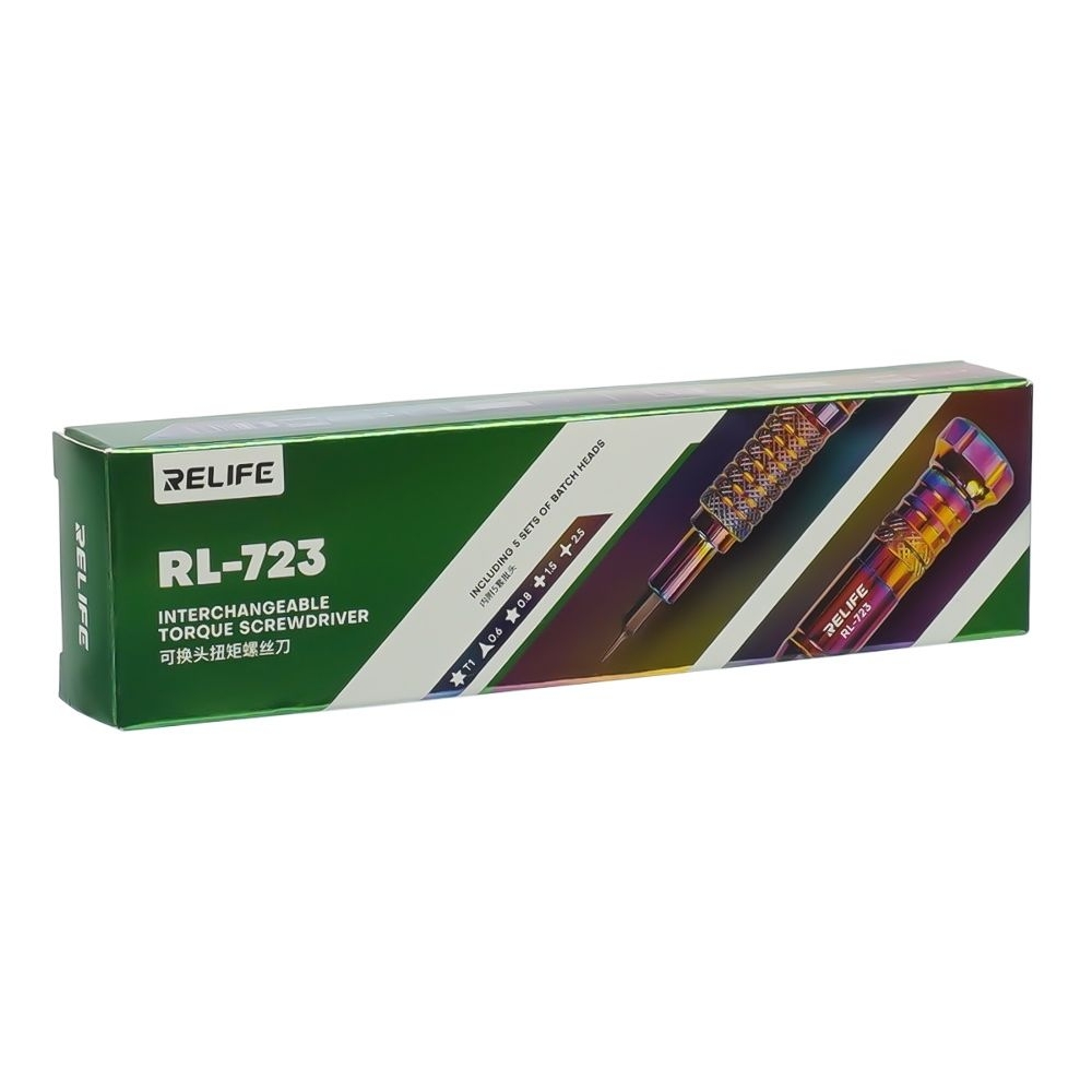 Набор отверток Relife RL-723 (ручка с фиксированным крутящим моментом (5кгс/см), биты:T1, +1.5, Y0.6, *0.8, Pinhead 2.5)