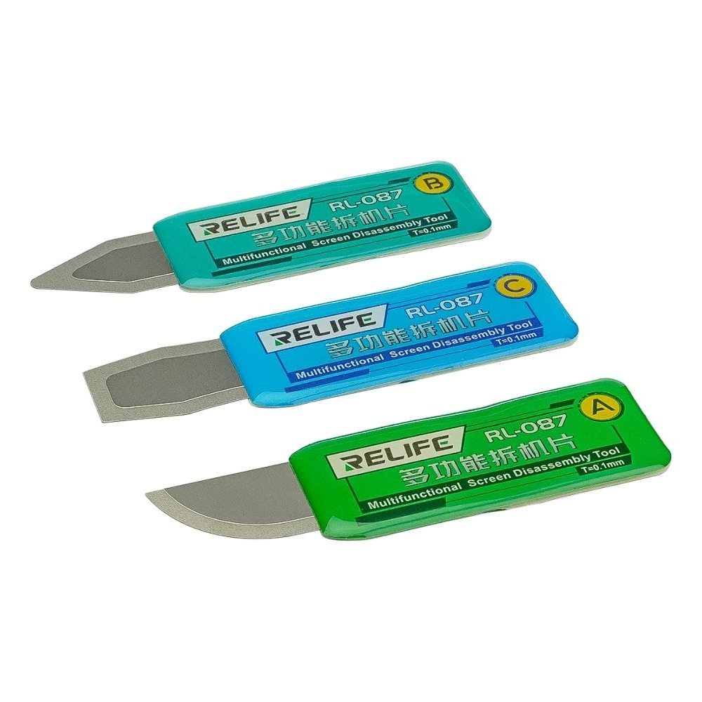 Набор фигурных лопаток Relife RL-087 A/ B/ C для отделения дисплея от рамки, толщина 0.3 мм с тонкими наконечниками (0.1 мм)