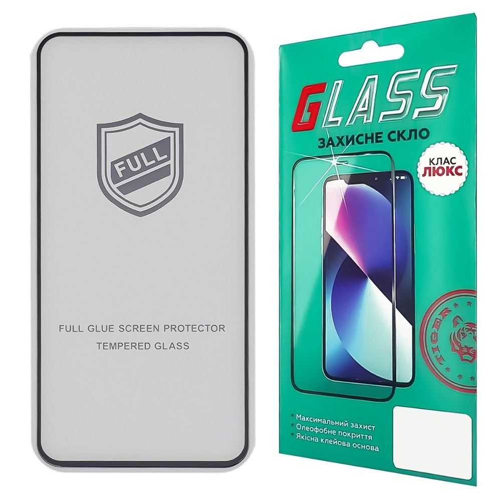 Захисне скло Samsung SM-A556 Galaxy A55, Люкс, iNobi, Full Glue, клей на усій поверхні, 0.25 мм, 2.5D, сумісне з чохлом, чорне | Закаленное защитное стекло