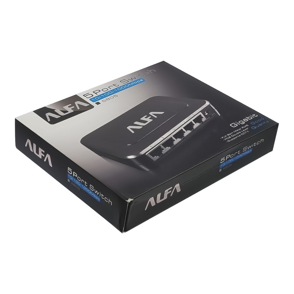 Коммутатор Alfa S805 switch 10/100/1000Mbps 5 портов black