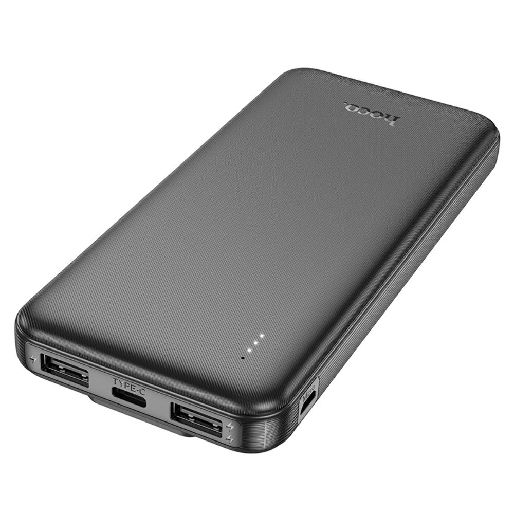 Power bank Hoco J118, 10000 mAh, с кабелями 2 в 1 Type-C, Lightning, чорний