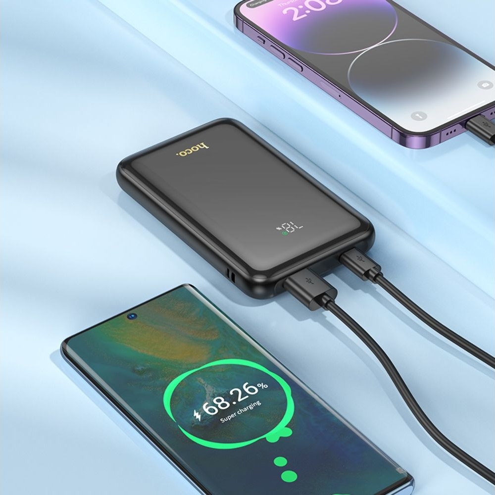Power bank Hoco Q21, 10000 mAh, 22.5 Вт, Power Delivery (20 Вт) с дисплеем, чорний