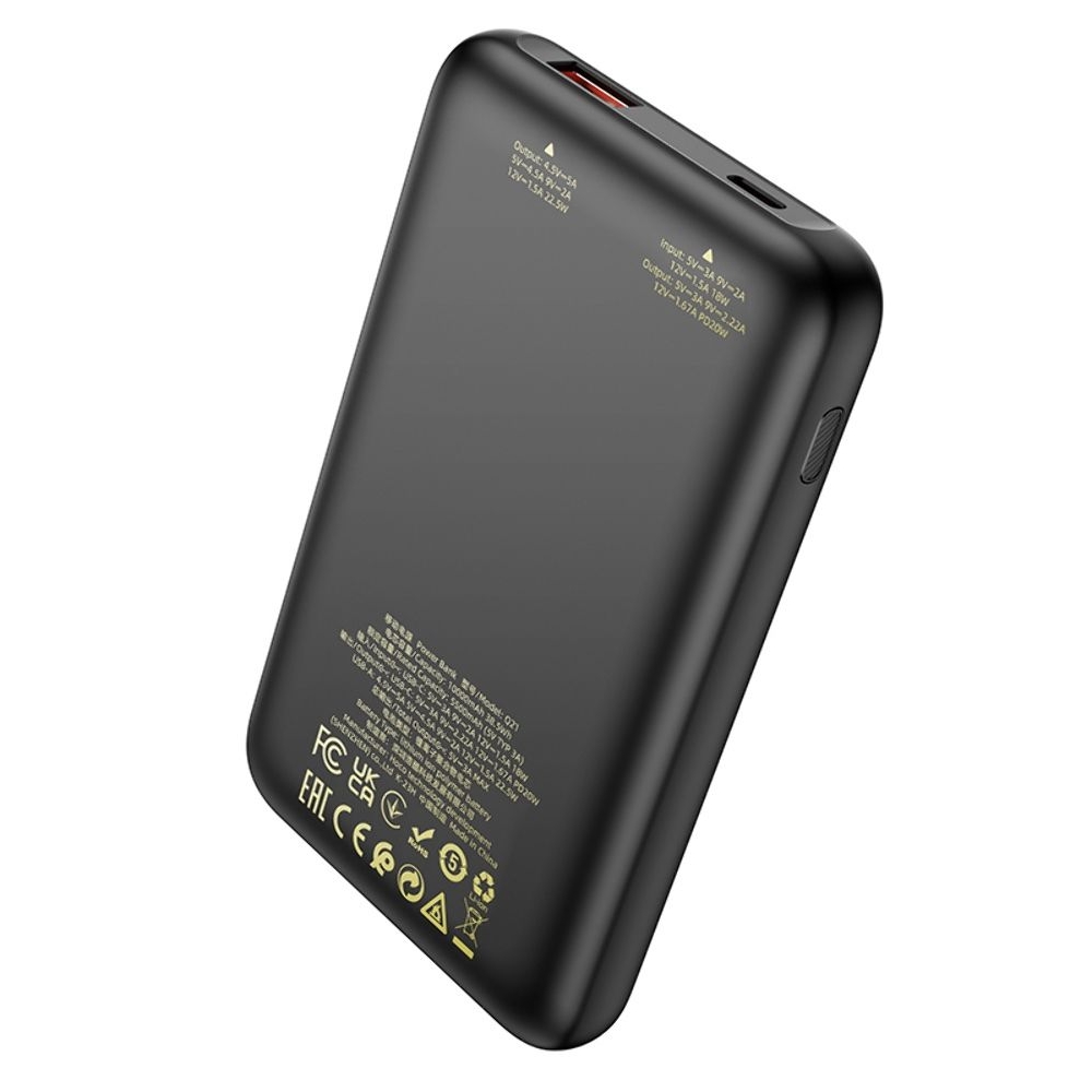 Power bank Hoco Q21, 10000 mAh, 22.5 Вт, Power Delivery (20 Вт) с дисплеем, чорний