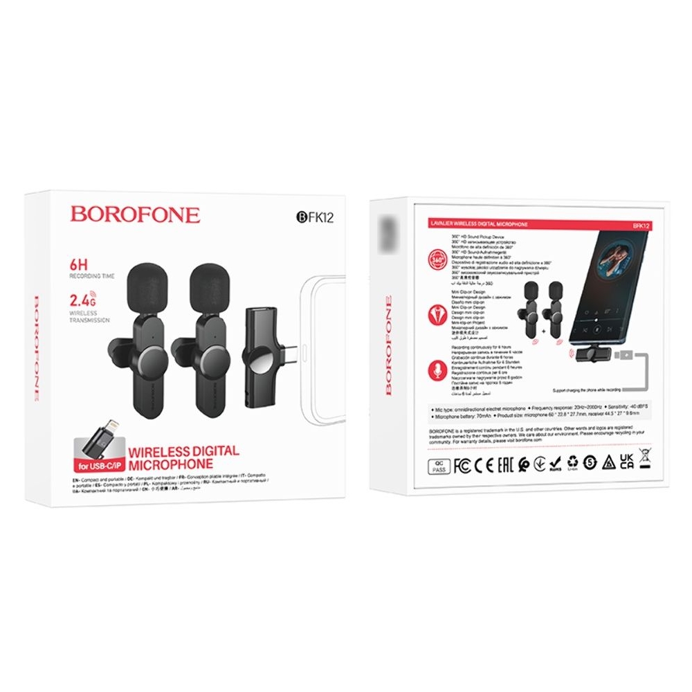 Микрофон Borofone BFK12 Type-C/ Lightning black