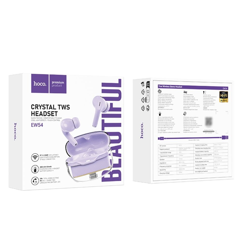 Бездротові TWS навушники Hoco EW54, вакуумные, рожеві | беспроводные наушники