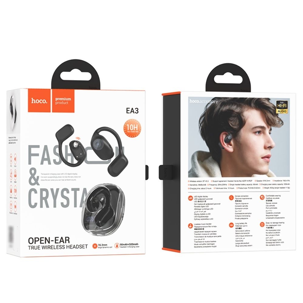 Бездротові навушники Hoco EA3 открытые TWS black | беспроводные наушники