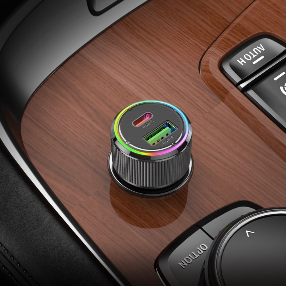 Автомобильний зарядний пристрій Hoco NZ14A USB/ Type-C PD QC black | зарядка, зарядное устройство