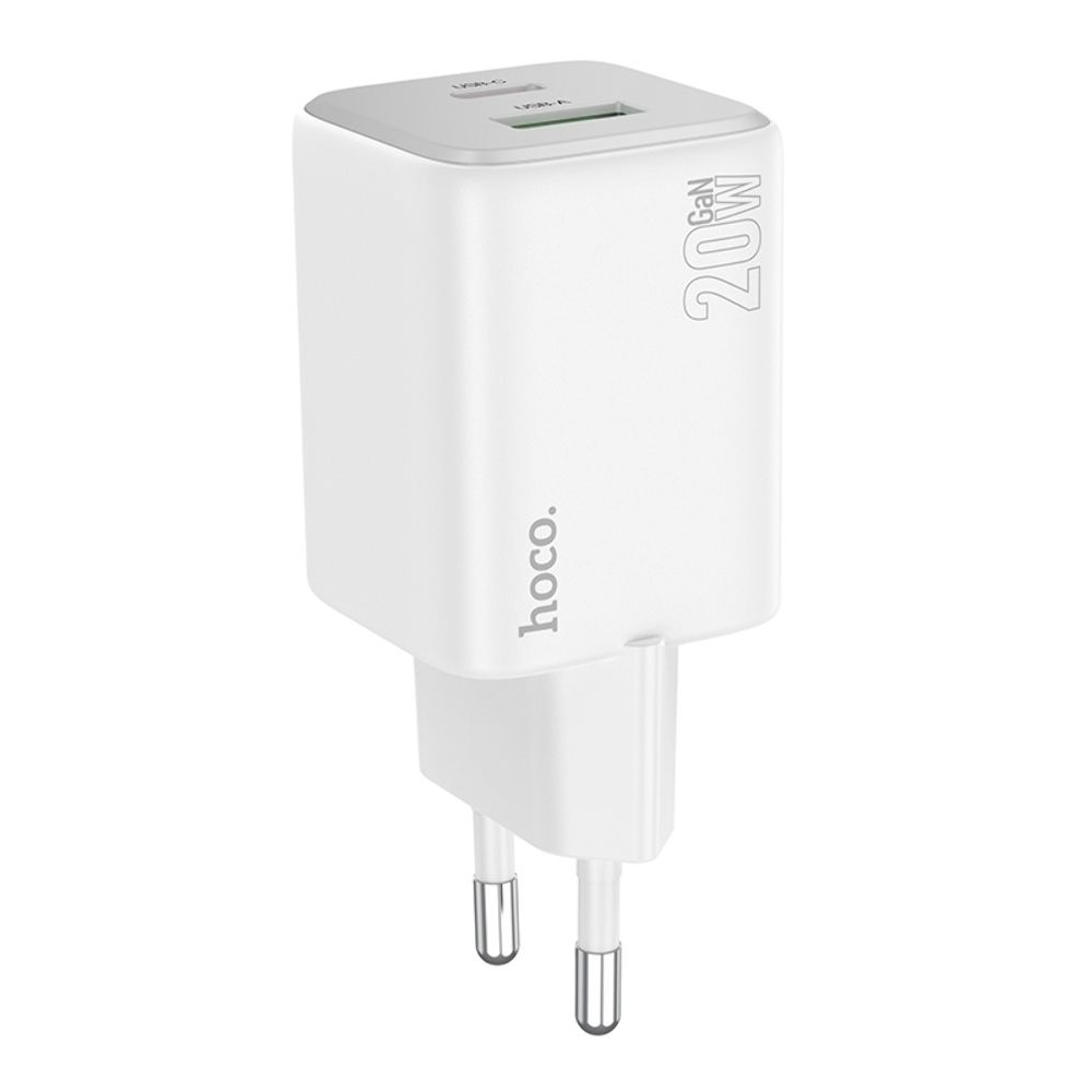 Сетевое зарядное устройство Hoco N41 USB/ Type-C PD QC white