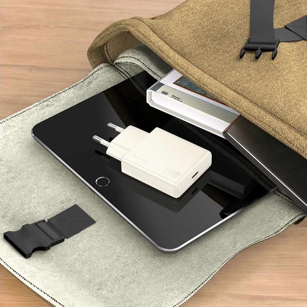 Сетевое зарядное устройство Hoco N44 Type-C PD 30W + кабель Type-C to Type-C moonlight white