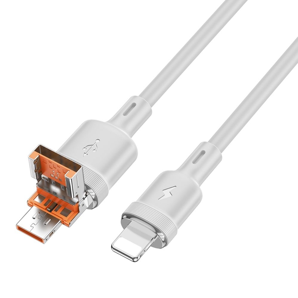Кабель Hoco U131, 2 в 1, USB/ Type-C на Lightning, 1.2м, сірий