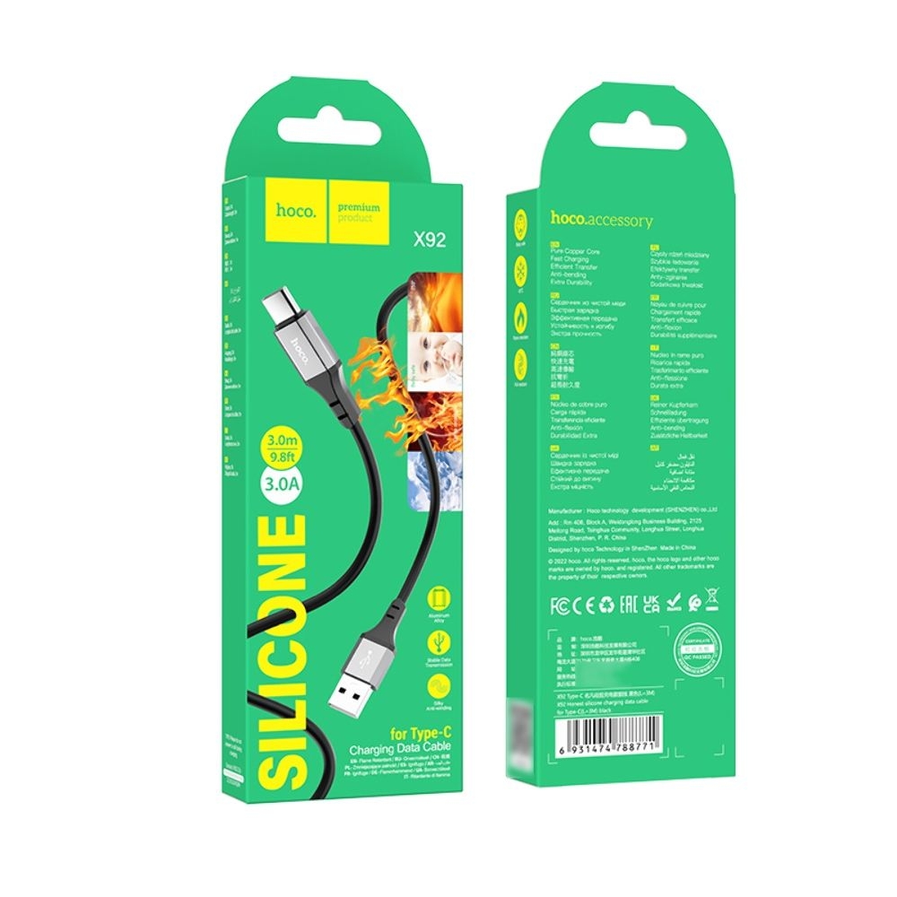 Кабель Hoco X92 USB to Type-C 3m black