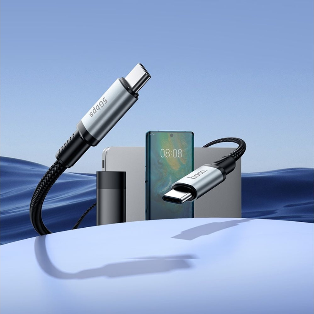 Мультимедийный кабель Hoco US10 Type-C to Type-C USB3.0 5Gbit/s 0.5m black