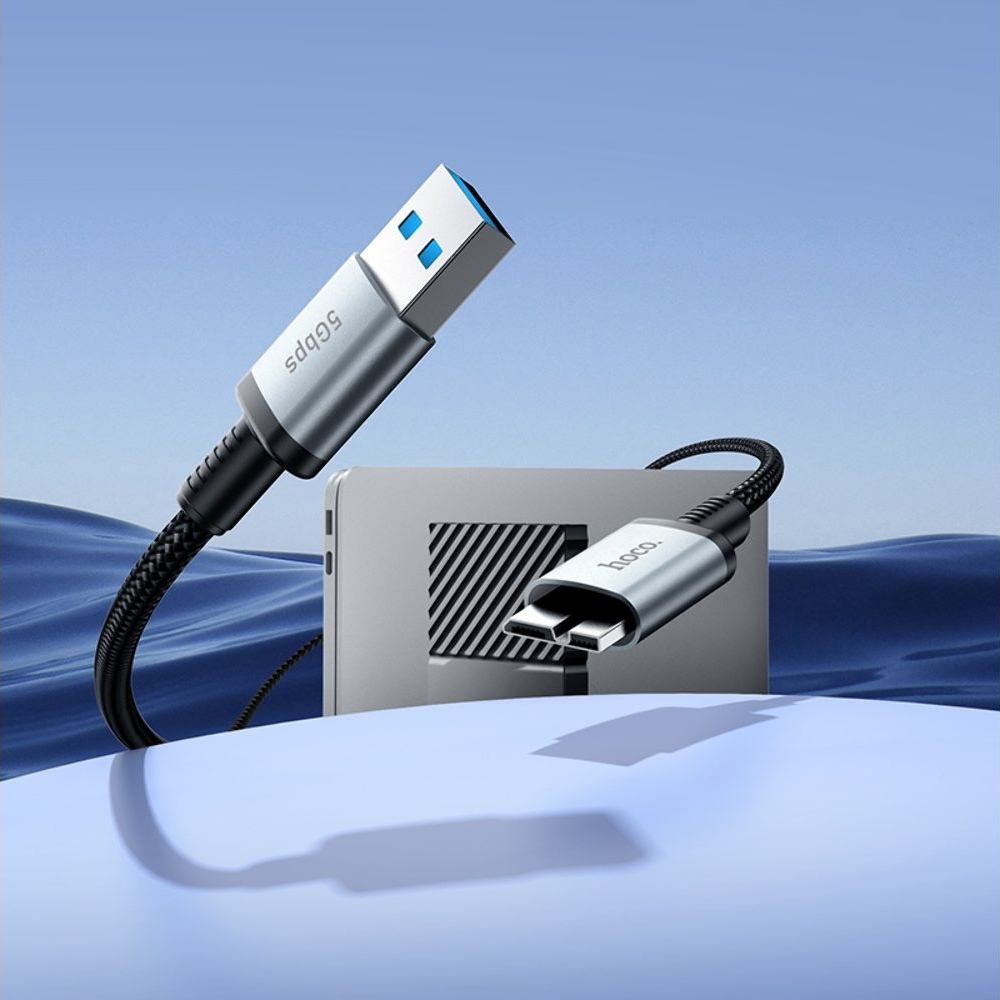 Мультимедийный кабель Hoco US10 USB to Micro USB3.0 5Gbit/s 0.5m black
