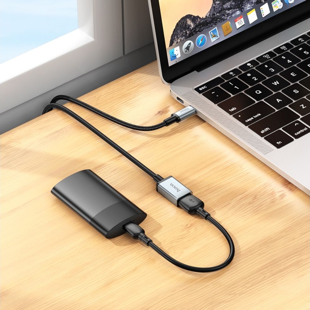 Мультимедийный кабель Hoco US10 удлинитель Type-C to USB (F) USB3.0 5Gbit/s 0.5m black
