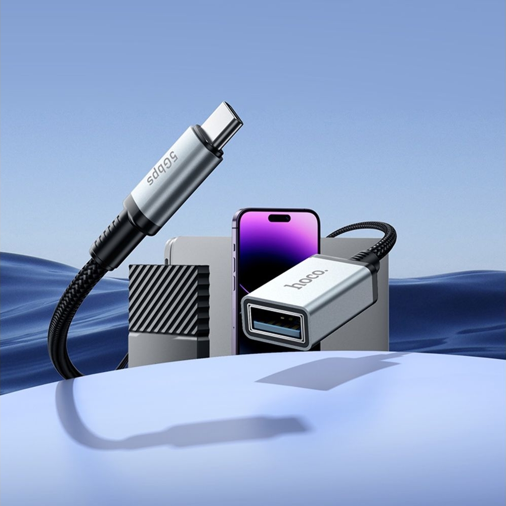 Мультимедийный кабель Hoco US10 удлинитель Type-C to USB (F) USB3.0 5Gbit/s 0.5m black