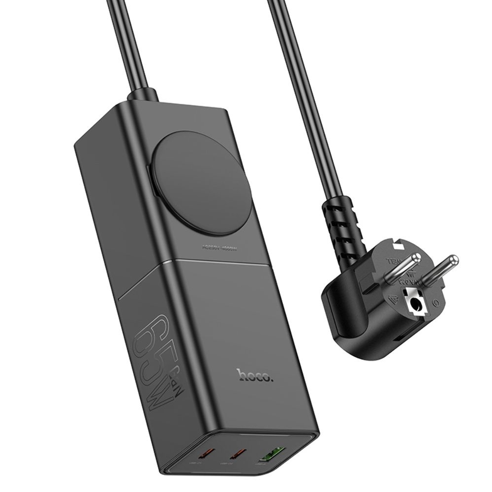 Сетевое зарядное устройство удлинитель Hoco NS4 USB/ 2 Type-C PD 65W black