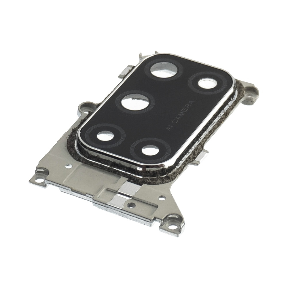 Стекло камеры для Oppo A52 с серебристой рамкой