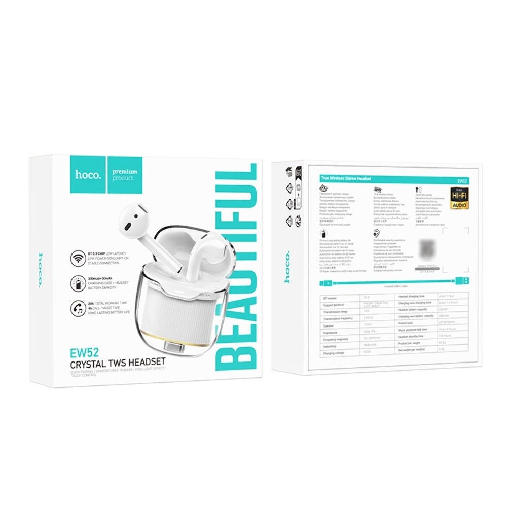 Беспроводные TWS наушники Hoco EW52 вкладыши white
