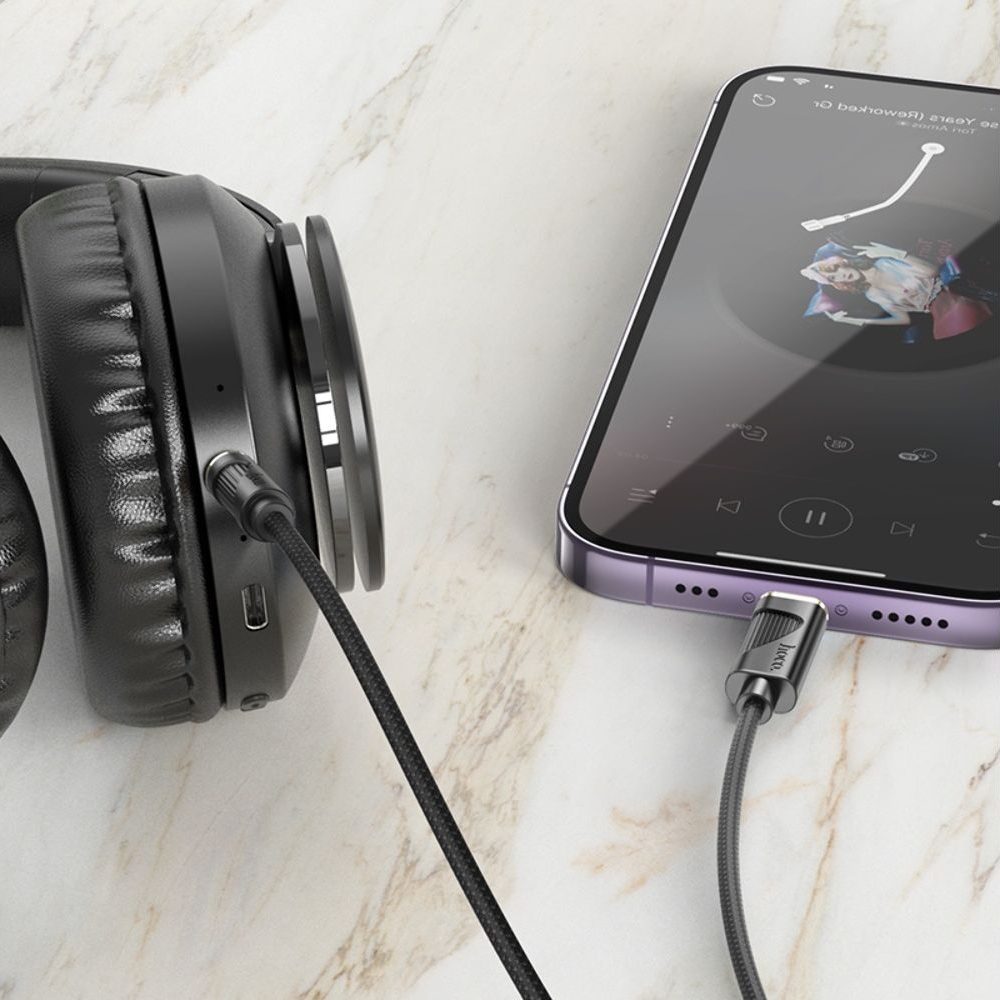 AUX кабель Hoco UPA30 Lightning to Jack 3.5 1m black