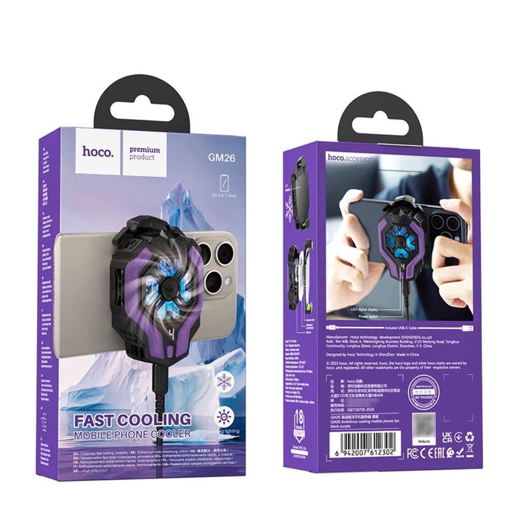 Мобильный вентилятор Hoco GM26 Type-C black purple