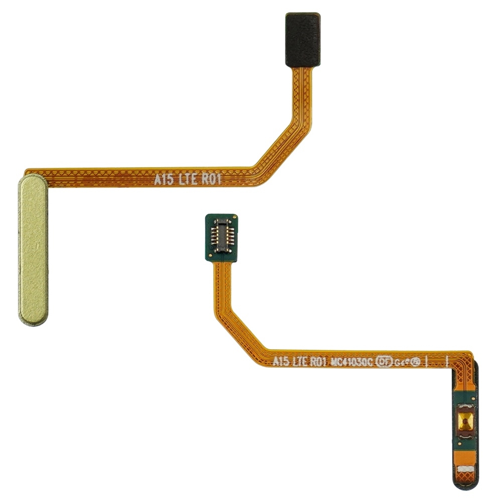 Шлейф Samsung SM-A155 Galaxy A15 с кнопками вкл.выкл. и желтым сканером отпечатка пальцев
