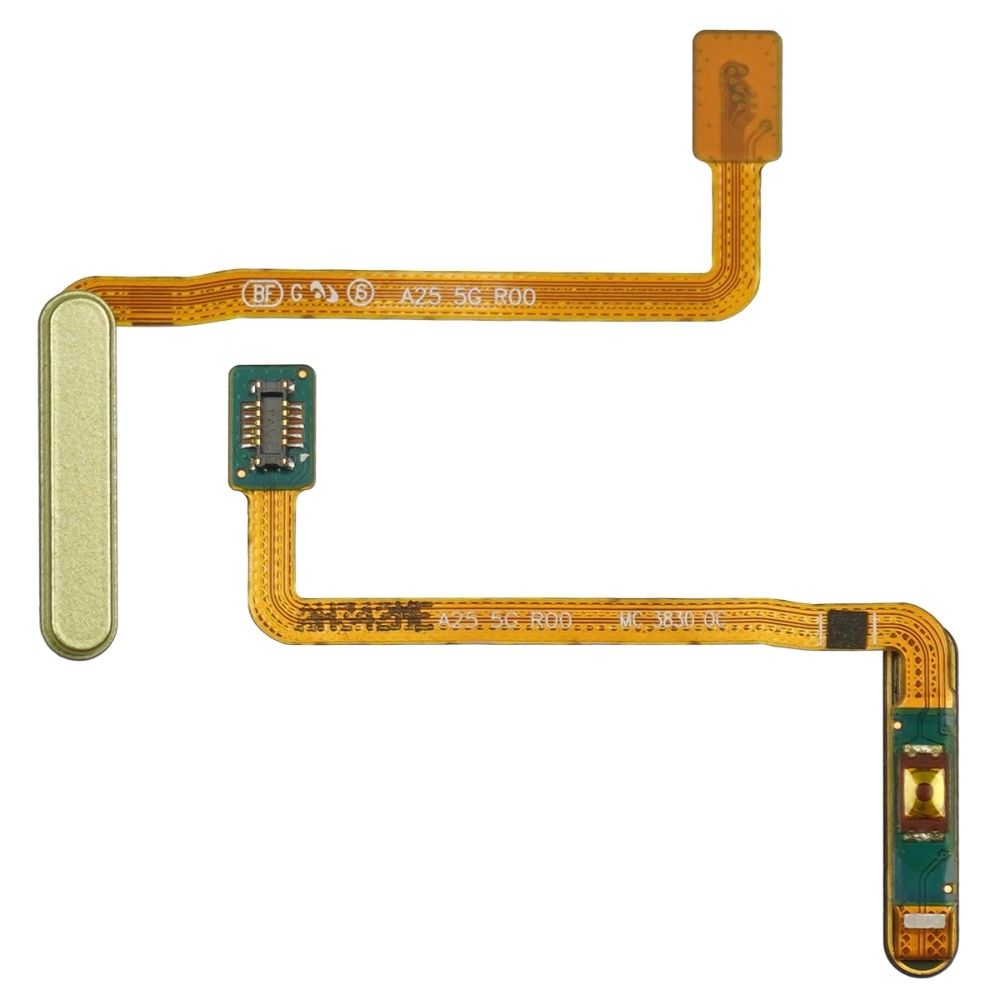 Шлейф Samsung SM-A256 Galaxy A25 с кнопкой вкл.выкл. желтым сканером отпечатка пальца