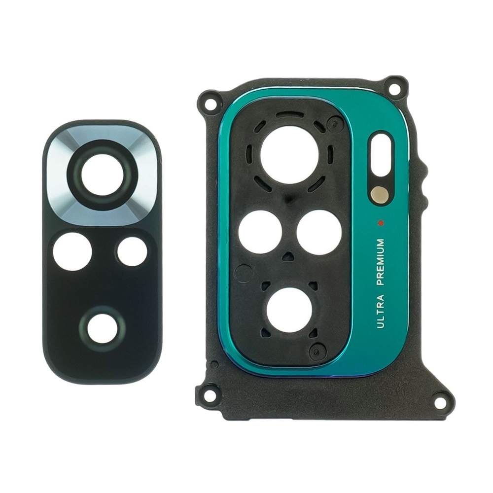 Стекло камеры для Xiaomi Note 10/ Note 10s с зелёной рамкой