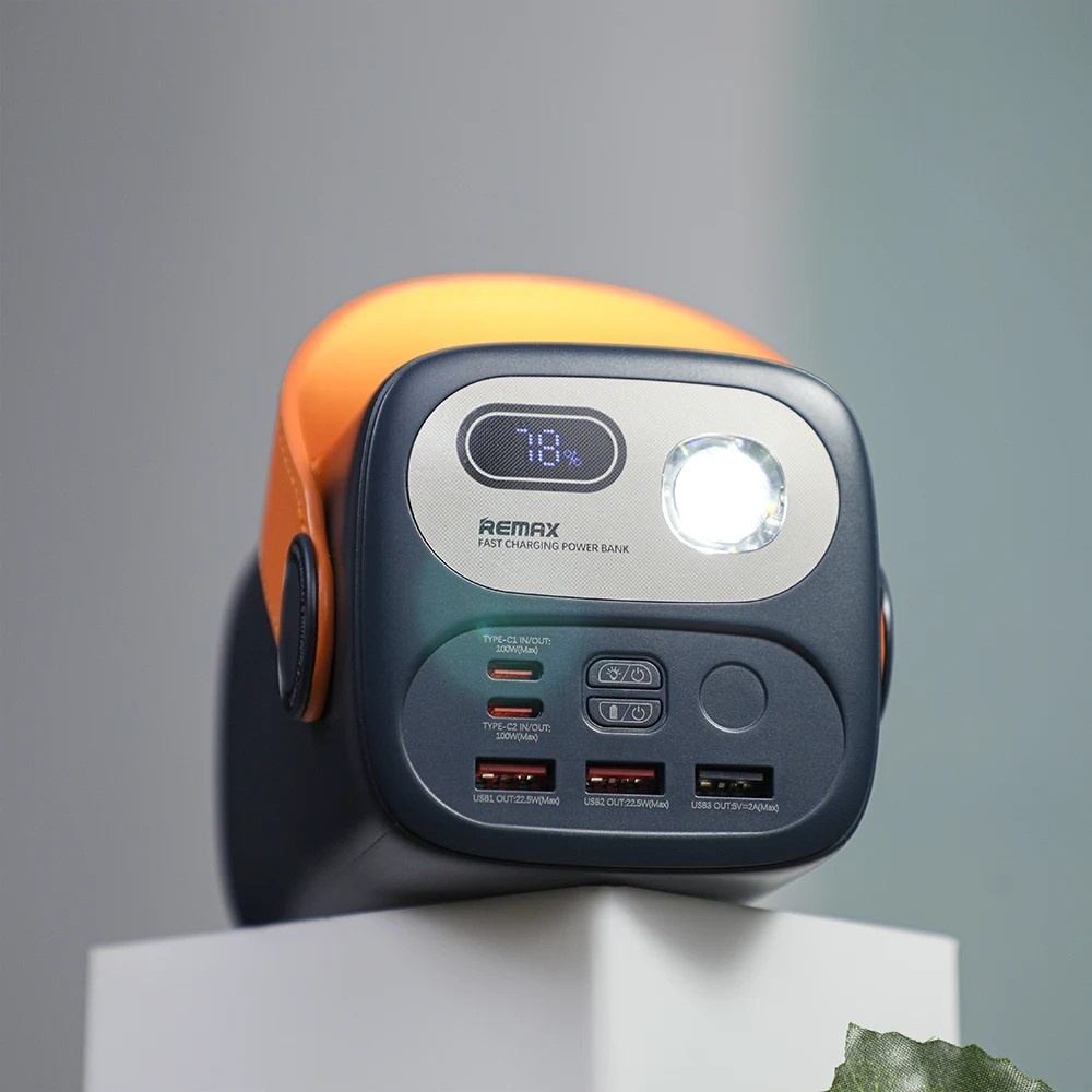 Power bank Remax RPP-100, 60000 mAh, 22.5 Вт, Power Delivery (100 Вт), Quick Charge 3.0, синій