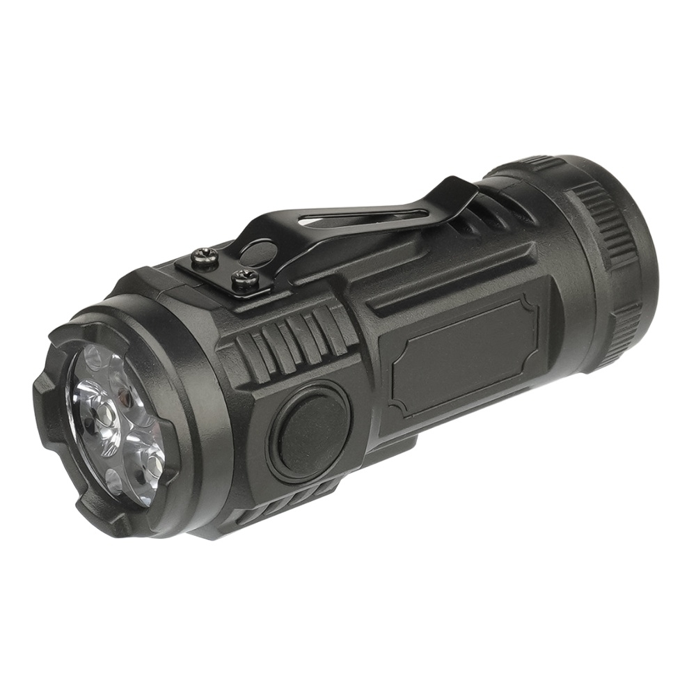 LED фонарик аккумуляторный KJ-6831 тройной 400 mAh, с дополнительной боковой подсветкой black