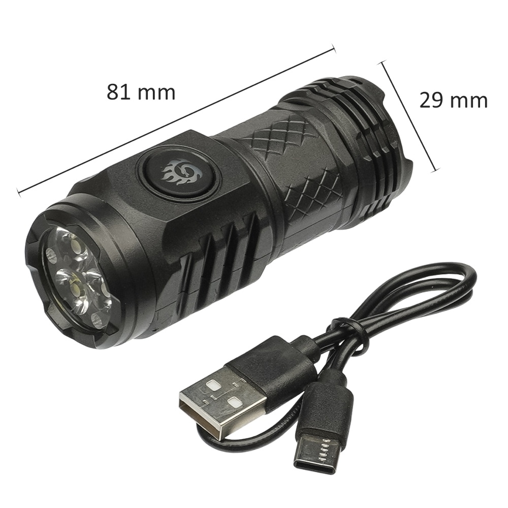 LED фонарик аккумуляторный L-S60 тройной 600 mAh black