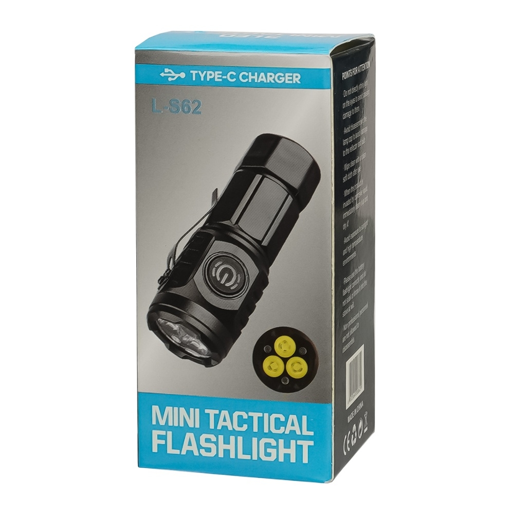 LED фонарик аккумуляторный L-S62 тройной 400 mAh black