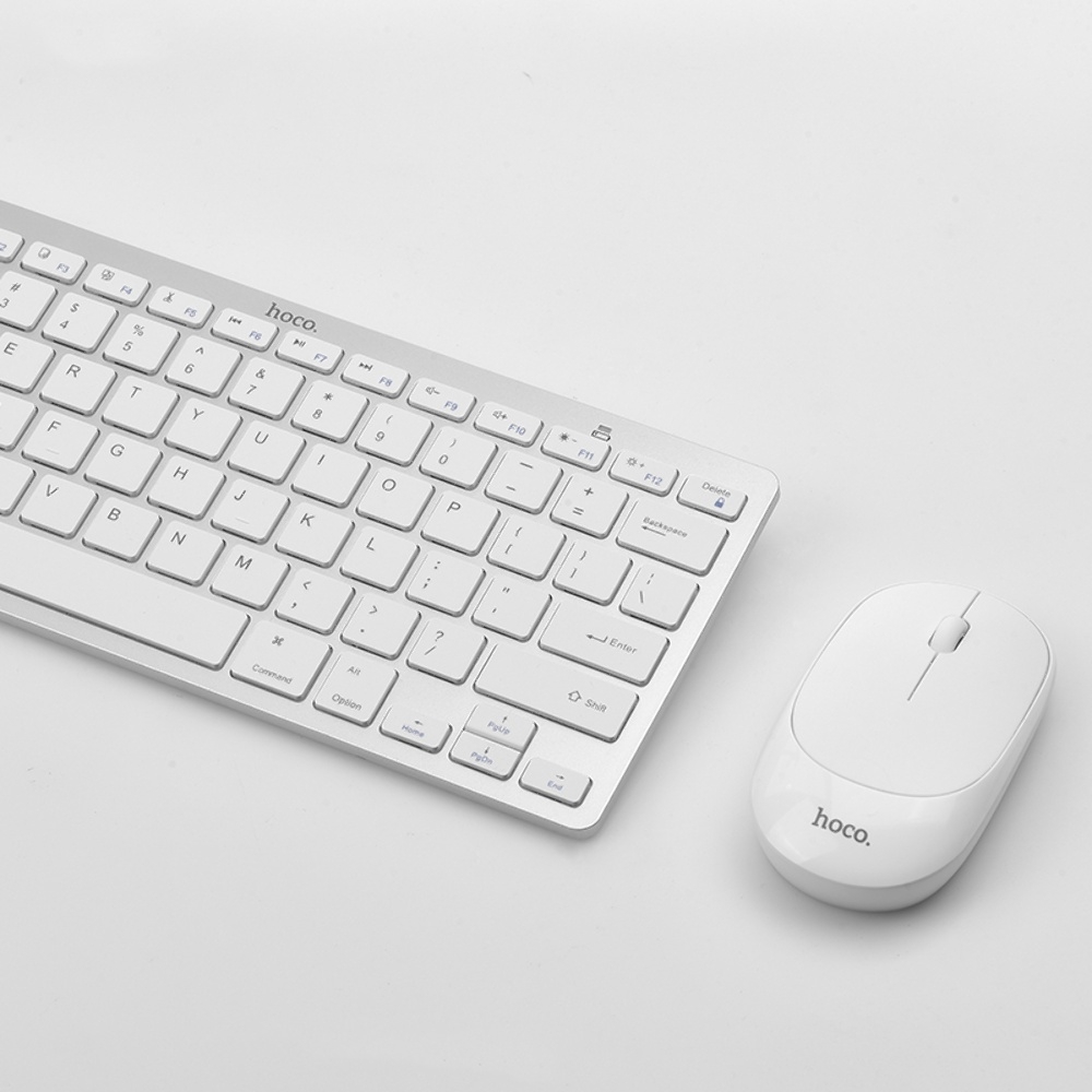 Комплект беспроводная клавиатура и мышь Hoco DI05 (ENG/ РУС) white
