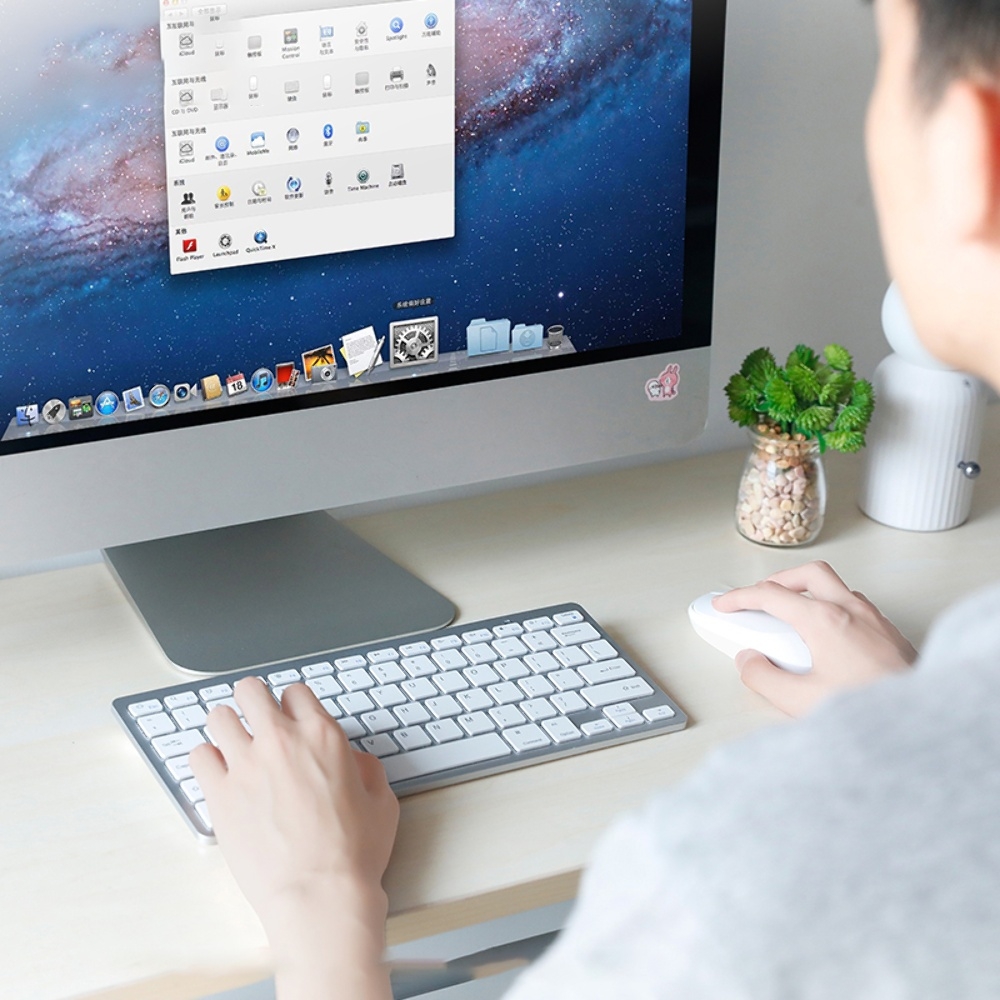 Комплект беспроводная клавиатура и мышь Hoco DI05 (ENG/ РУС) white