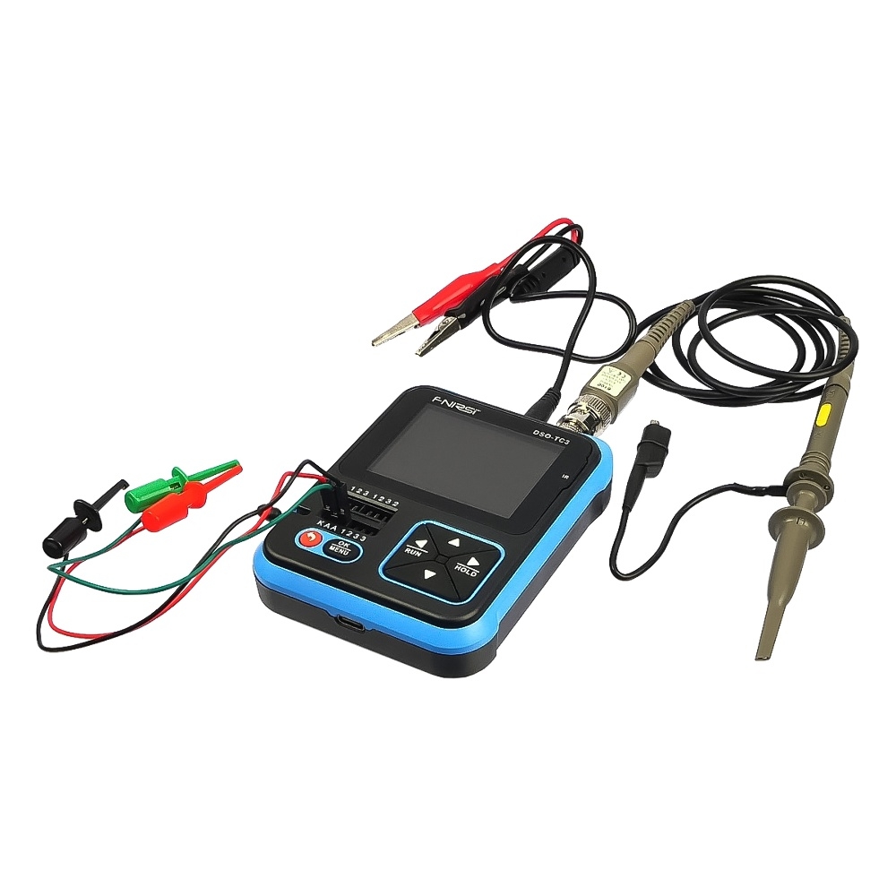 Осциллограф портативный цифровой Fnirsi DSO-TC3, 3в1, ESR тестер компонентов, PWM/AWG генератор сигналов, 500кГц, 10МSa/s, USB Type-C, 5V/1A