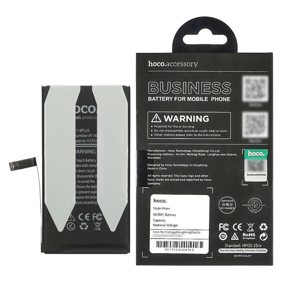 Акумулятор Apple iPhone 14 Plus, A2850, Hoco | 3-12 міс. гарантії | АКБ, батарея, аккумулятор