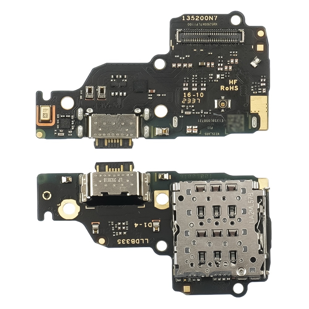 Плата зарядки Xiaomi Redmi Note 13 4G, 23124RA7EO, 23129RAA4G, шлейф коннектора зарядки, с микрофоном, с коннектором SIM-карты, с коннектором карты памяти, Original (PRC)