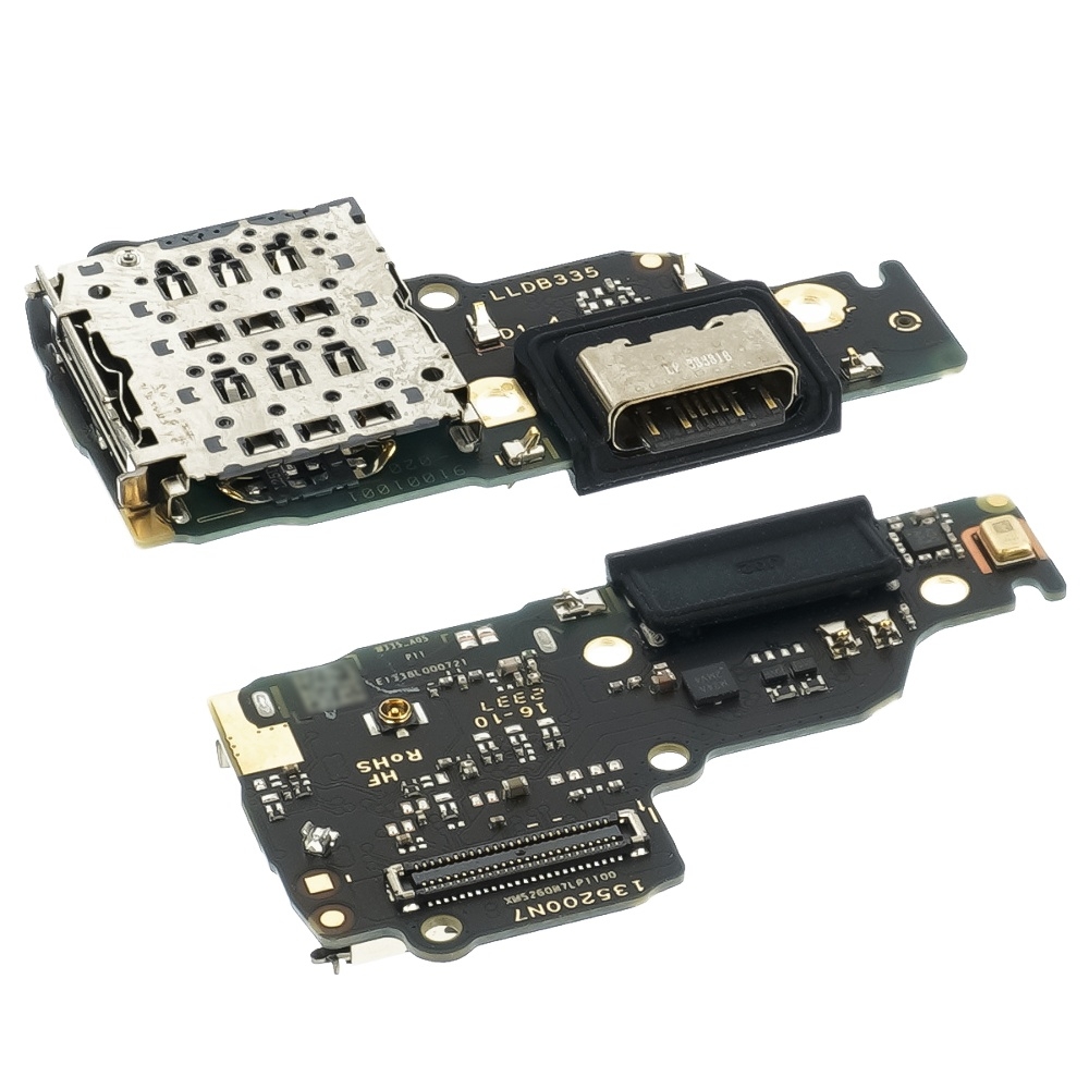 Плата зарядки Xiaomi Redmi Note 13 4G, 23124RA7EO, 23129RAA4G, шлейф коннектора зарядки, с микрофоном, с коннектором SIM-карты, с коннектором карты памяти, Original (PRC)