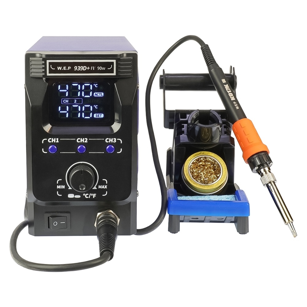 Паяльная станция WEP 939D+IV, паяльник, цифровая индикация, термоэлемент Hakko, 3 режима памяти, 90W, t 200-480 C