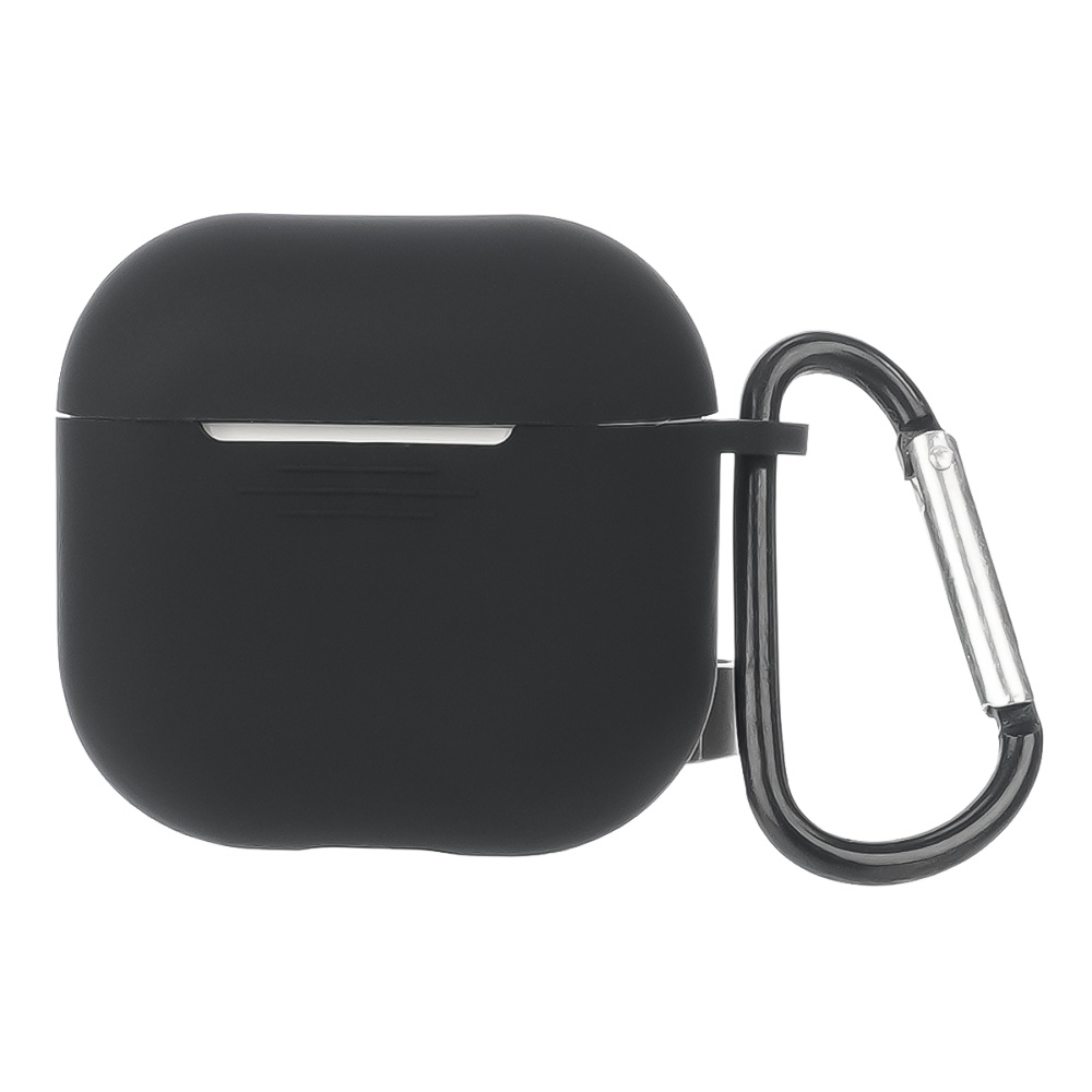 Чехол силиконовый с карабином для Apple AirPods/ AirPods 4 цвет  01 черный