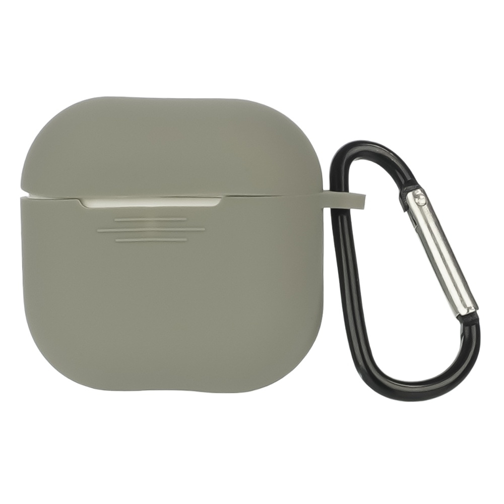 Чехол силиконовый с карабином для Apple AirPods/ AirPods 4 цвет  02 светло-серый
