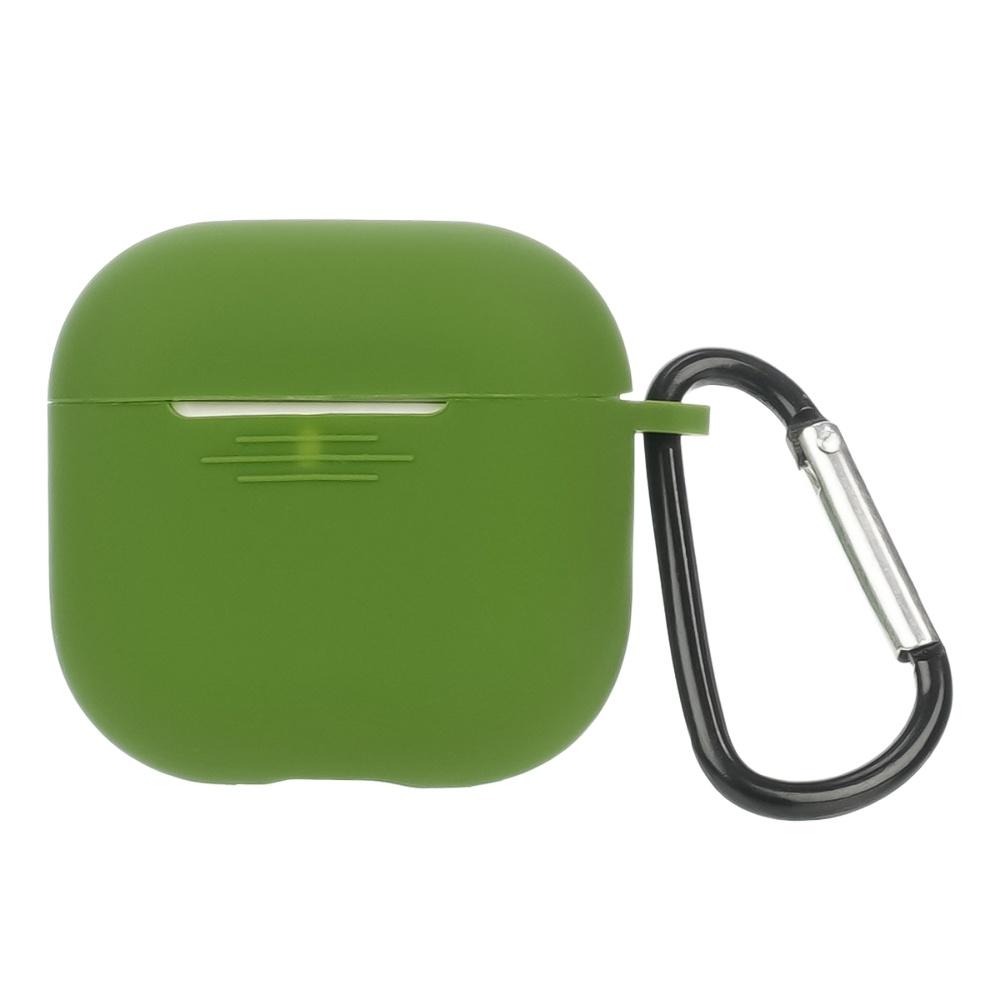 Чехол силиконовый с карабином для Apple AirPods/ AirPods 4 цвет  03 военно-зеленый