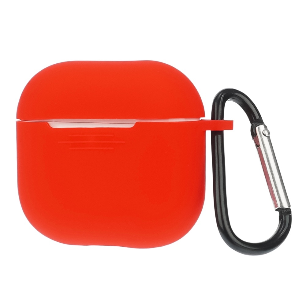 Чехол силиконовый с карабином для Apple AirPods/ AirPods 4 цвет  04 красный