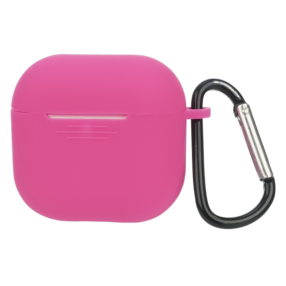 Чехол силиконовый с карабином для Apple AirPods/ AirPods 4 цвет  05 розово-красный