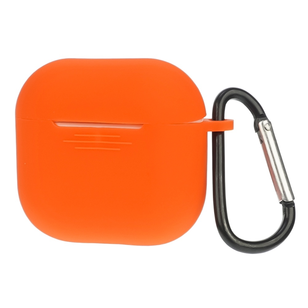 Чехол силиконовый с карабином для Apple AirPods/ AirPods 4 цвет  07 оранжевый