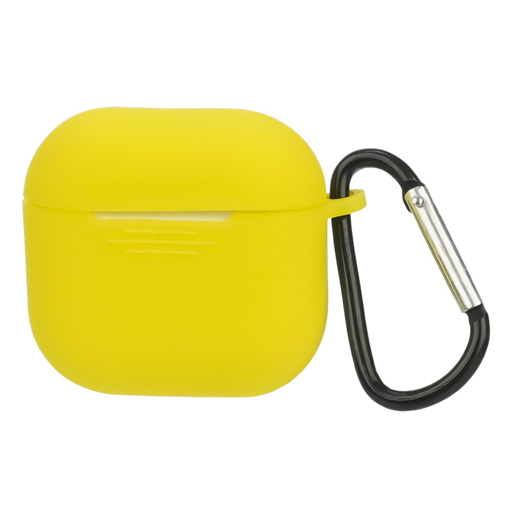Чехол силиконовый с карабином для Apple AirPods/ AirPods 4 цвет  08 желтый