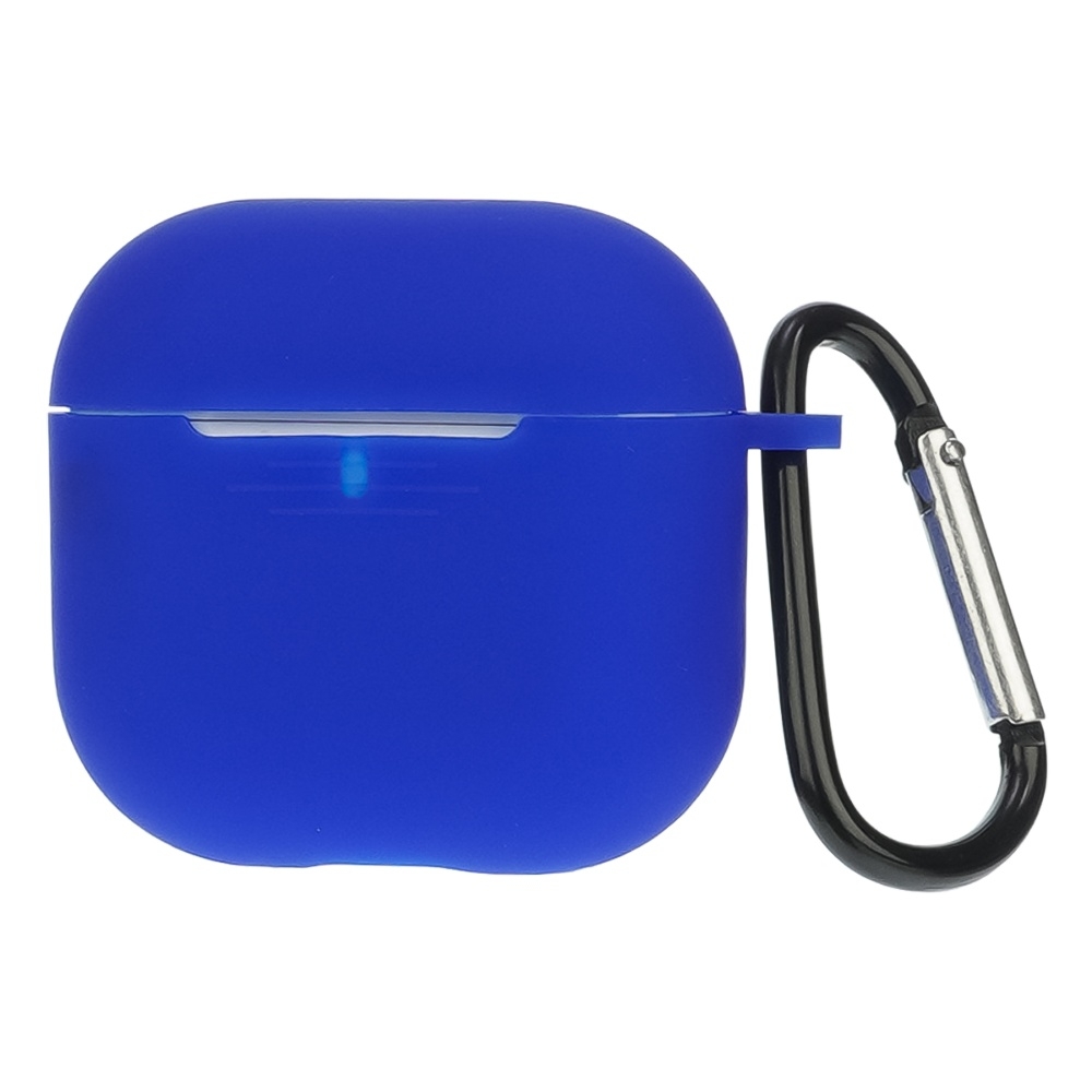 Чехол силиконовый с карабином для Apple AirPods/ AirPods 4 цвет  09 тёмно-синий
