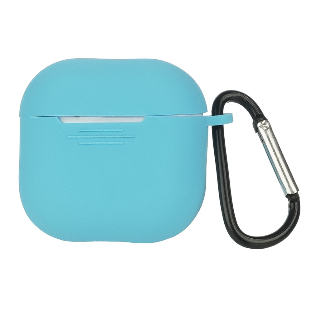 Чехол силиконовый с карабином для Apple AirPods/ AirPods 4 цвет  10 небесно-голубой
